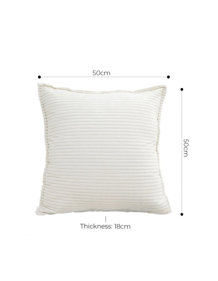 SOGA 2X 50cm Beige Throw Pillow Warm Wabi-sabi Striped Corduroy Square For Home Decor image 5