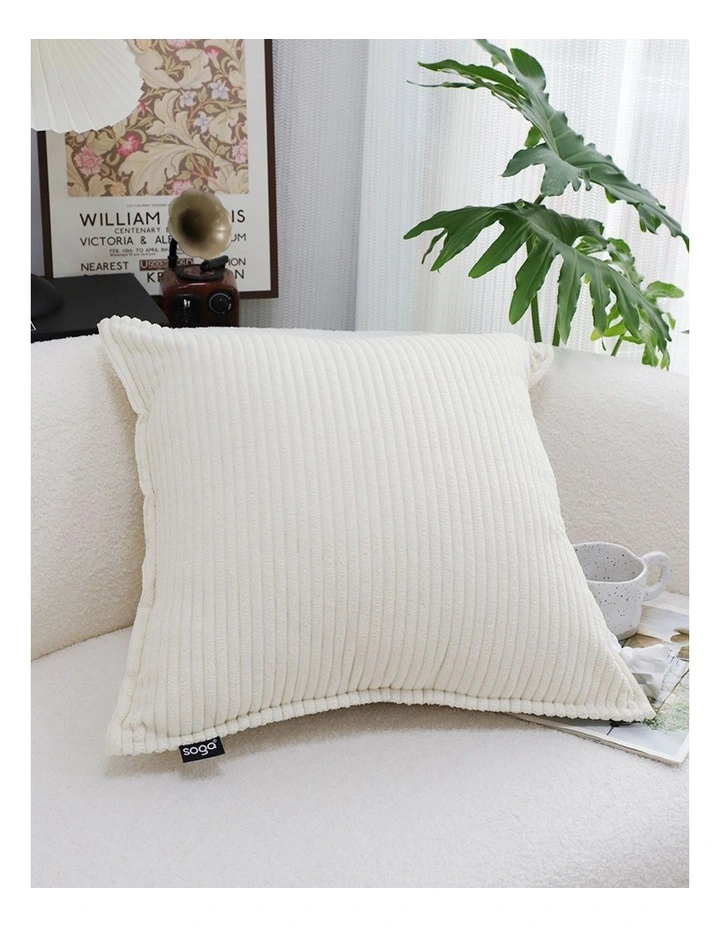 SOGA 2X 50cm Beige Throw Pillow Warm Wabi-sabi Striped Corduroy Square For Home Decor image 7