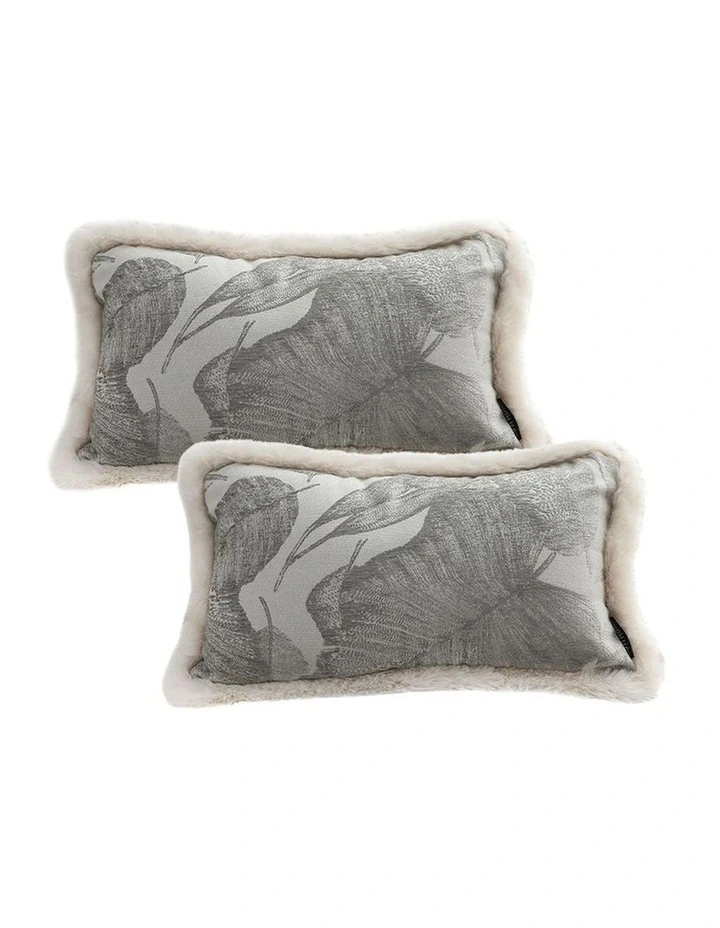 SOGA 2X 35cm Wabi-sabi Rectangular Raised Embroidery Leaf & Lumbar Throw Pillow image 1
