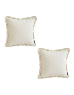 SOGA 2X 45cm Throw Pillow White Chenille Textured with Tassels Stylish Square Cozy Home Decor