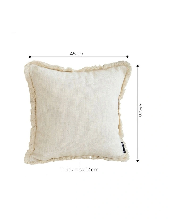 SOGA 2X 45cm Throw Pillow White Chenille Textured with Tassels Stylish Square Cozy Home Decor image 7