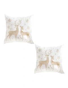 SOGA 2 Pack White Golden Reindeer Christmas Throw Pillow 45cm