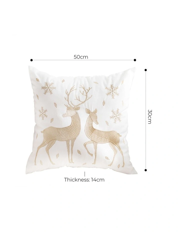 SOGA 2 Pack White Golden Reindeer Christmas Throw Pillow 45cm image 6