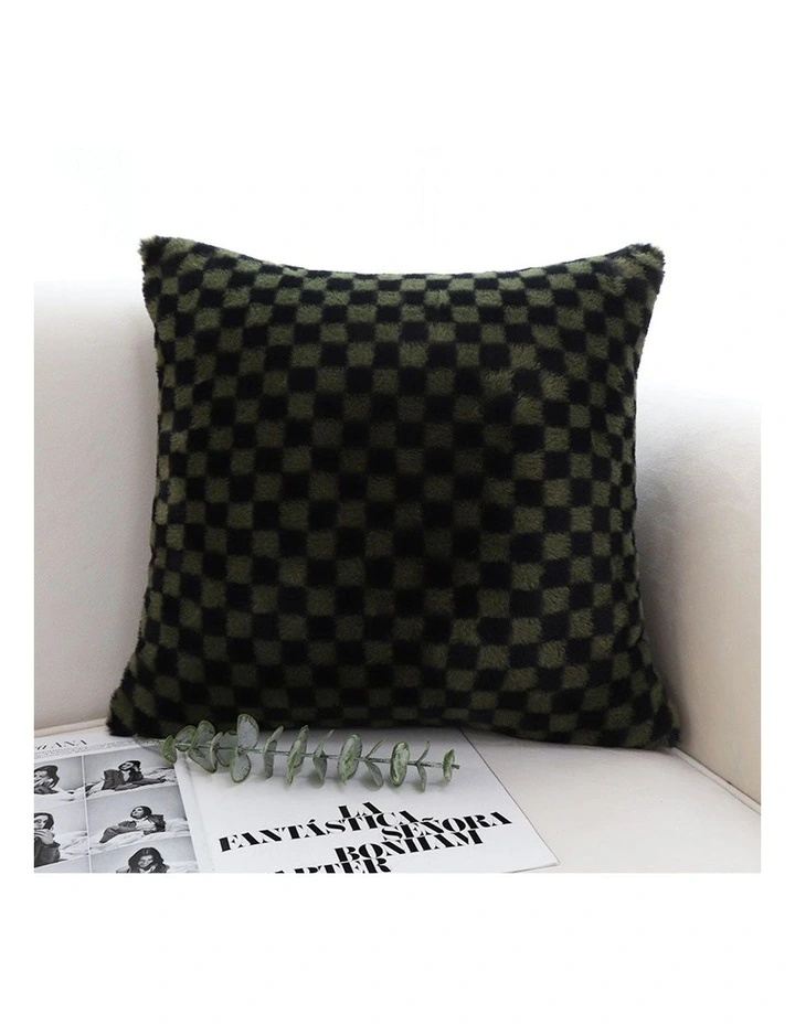 SOGA 2X 45cm Urban Light Luxury Pillow Dark Night Green Checkered Square Throw Pillow image 2