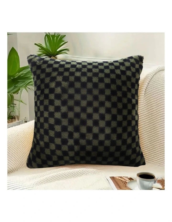 SOGA 2X 45cm Urban Light Luxury Pillow Dark Night Green Checkered Square Throw Pillow image 3