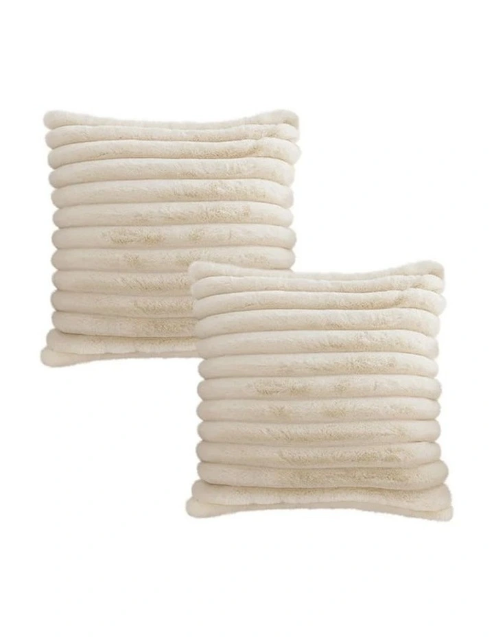 SOGA 2X 45cm Fur Faux Rabbit Soft Decorative Covers Pack Cover Plush Off White Throw Pillow image 1