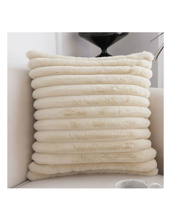 SOGA 2X 45cm Fur Faux Rabbit Soft Decorative Covers Pack Cover Plush Off White Throw Pillow image 3