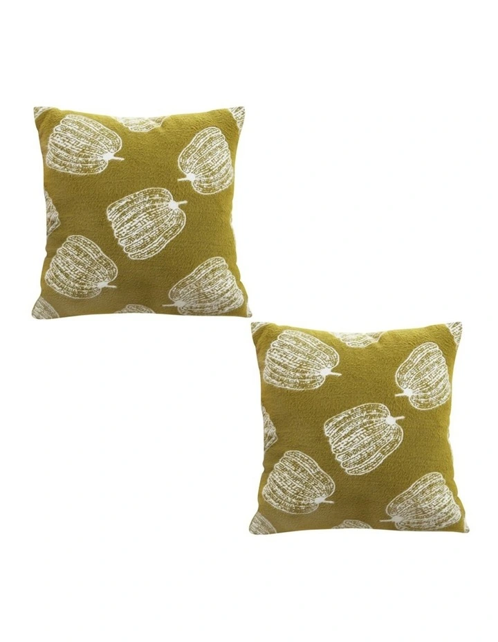 SOGA 2X 50cm Throw Pillow Green Autumn Harvest Pumpkin Print Home Decor image 1