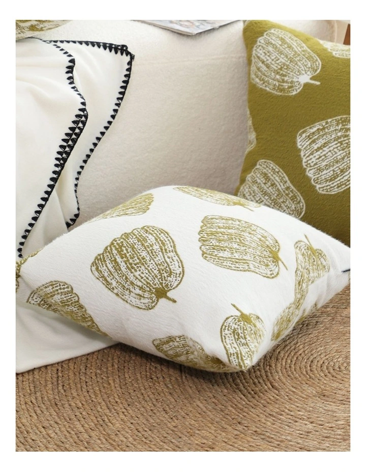 SOGA 2X 50cm Throw Pillow White with Olive Green Autumn Harvest Pumpkin Print Home Decor image 4