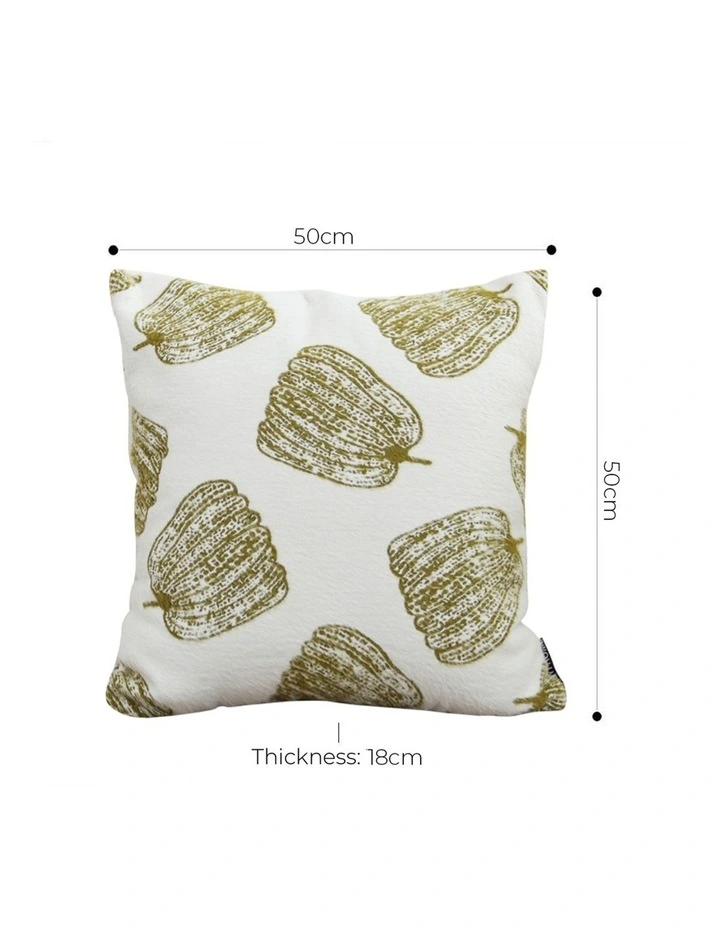 SOGA 2X 50cm Throw Pillow White with Olive Green Autumn Harvest Pumpkin Print Home Decor image 5
