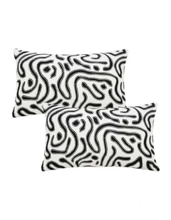 SOGA 2 Pack Black White Abstract Swirl Throw Pillow 50cm