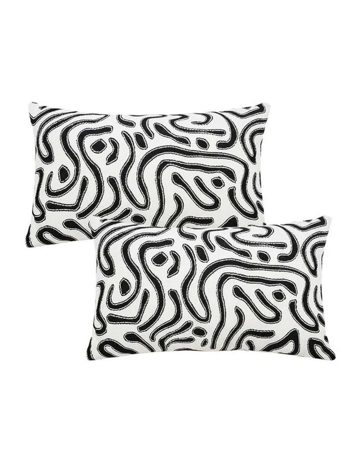 SOGA 2 Pack Black White Abstract Swirl Throw Pillow 50cm image 1