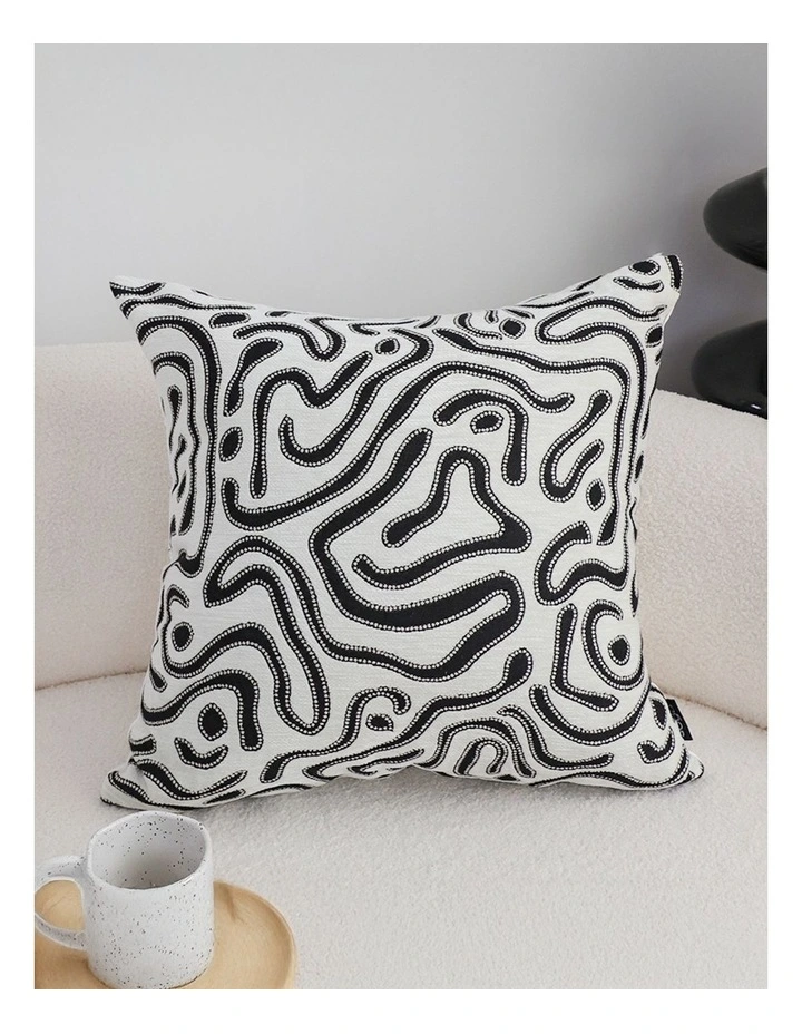 SOGA 2 Pack Black White Abstract Swirl Throw Pillow 50cm image 2