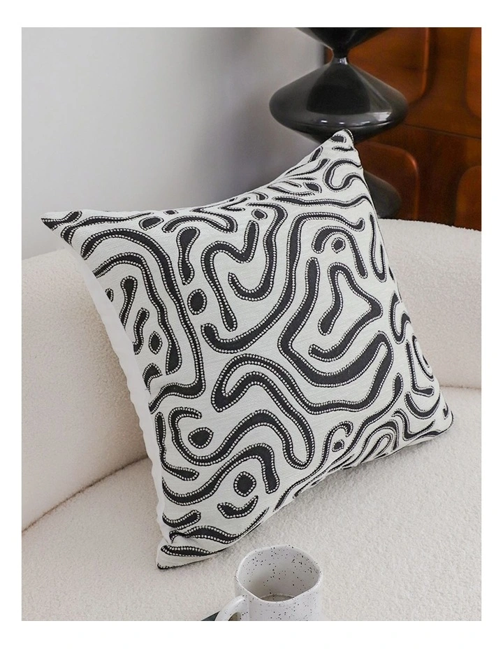 SOGA 2 Pack Black White Abstract Swirl Throw Pillow 50cm image 3