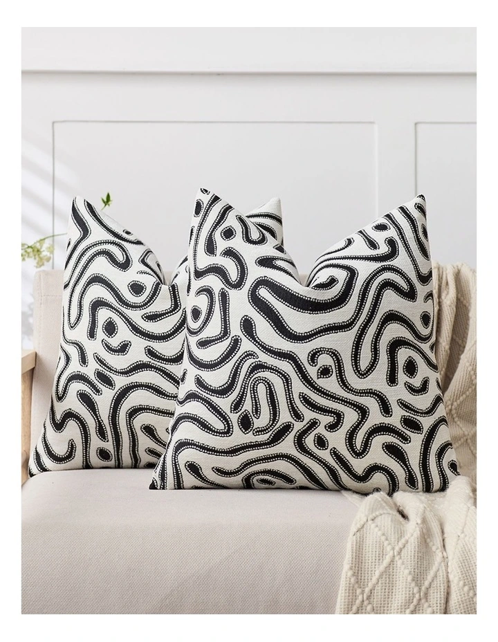SOGA 2 Pack Black White Abstract Swirl Throw Pillow 50cm image 4