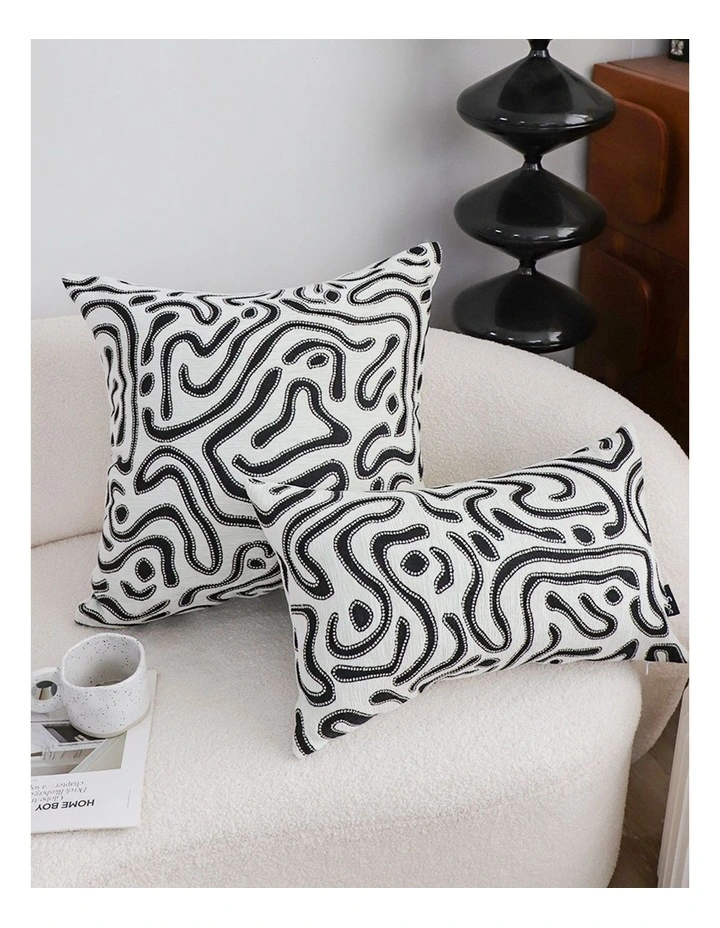 SOGA 2 Pack Black White Abstract Swirl Throw Pillow 50cm image 6