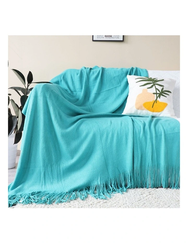 SOGA 2 Pack Teal Acrylic Knitted Throw Blanket 130x220cm image 2