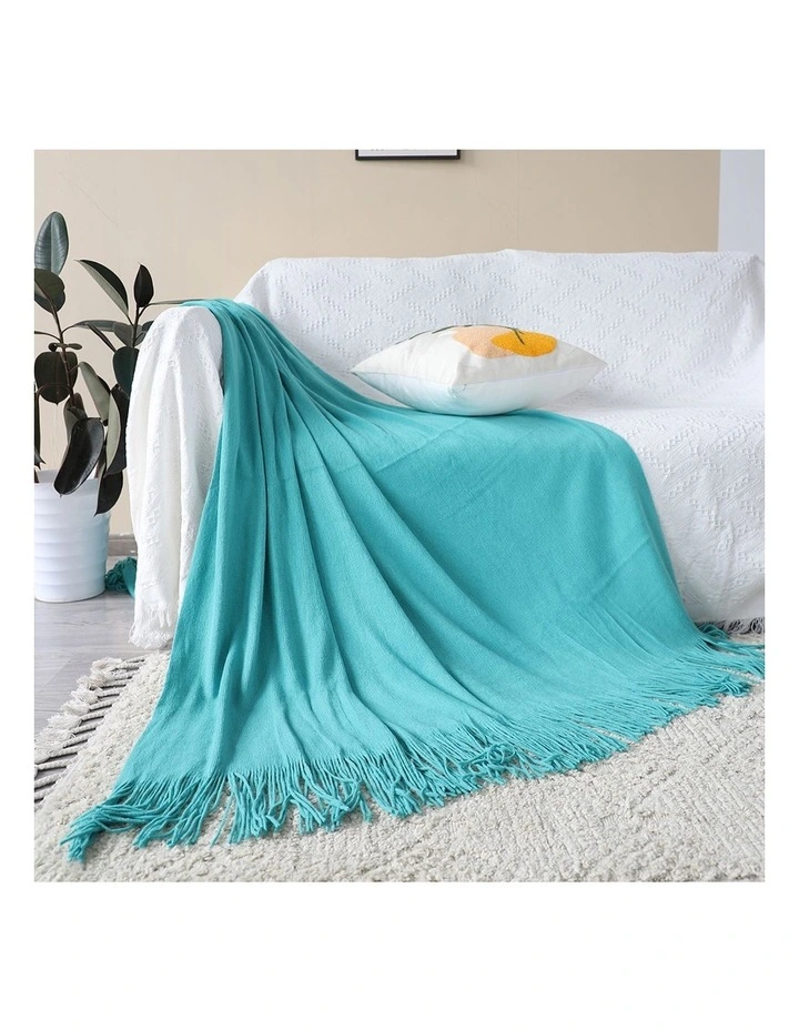 SOGA 2 Pack Teal Acrylic Knitted Throw Blanket 130x220cm image 3