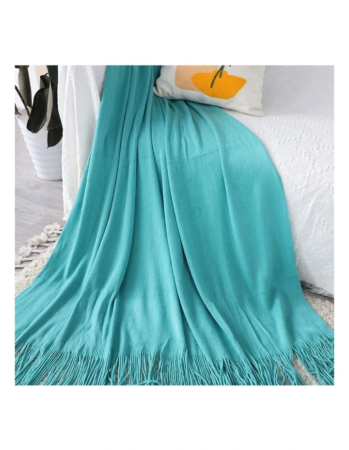 SOGA 2 Pack Teal Acrylic Knitted Throw Blanket 130x220cm image 4