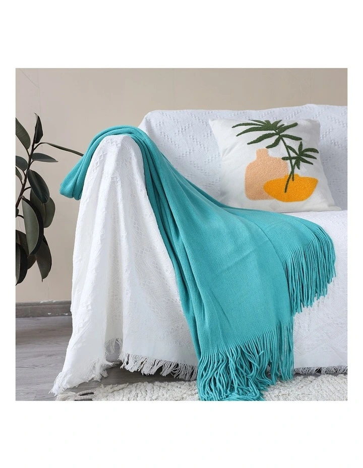 SOGA 2 Pack Teal Acrylic Knitted Throw Blanket 130x220cm image 6