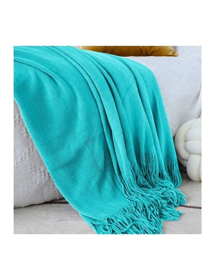 SOGA 2 Pack Teal Acrylic Knitted Throw Blanket 130x220cm image 7