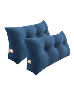 SOGA 2X 100cm Blue Triangular Wedge Headboard Backrest Pillow
