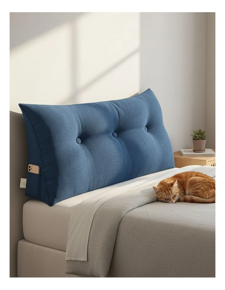 SOGA 2X 100cm Blue Triangular Wedge Headboard Backrest Pillow image 4