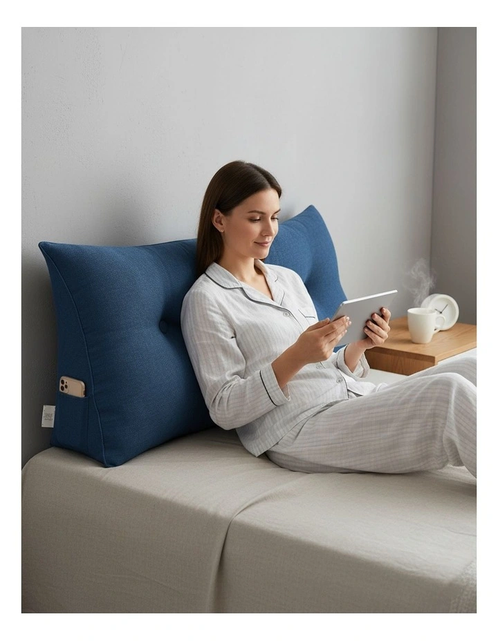 SOGA 2X 100cm Blue Triangular Wedge Headboard Backrest Pillow image 7
