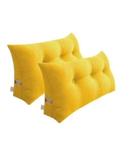 SOGA 2X 100cm Yellow Wedge Bed Pillow Headboard Cushion