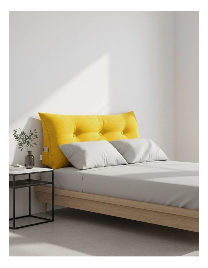SOGA 2X 100cm Yellow Wedge Bed Pillow Headboard Cushion image 3