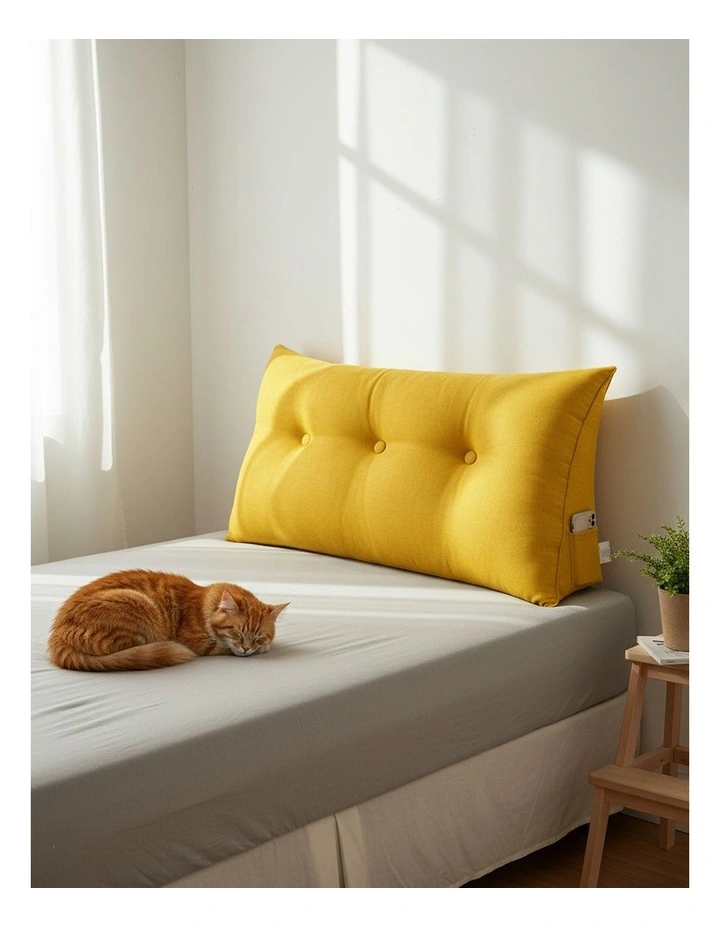 SOGA 2X 100cm Yellow Wedge Bed Pillow Headboard Cushion image 4