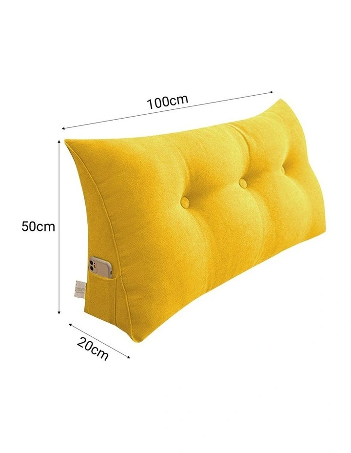 SOGA 2X 100cm Yellow Wedge Bed Pillow Headboard Cushion image 6