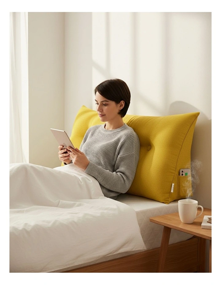 SOGA 2X 100cm Yellow Wedge Bed Pillow Headboard Cushion image 7