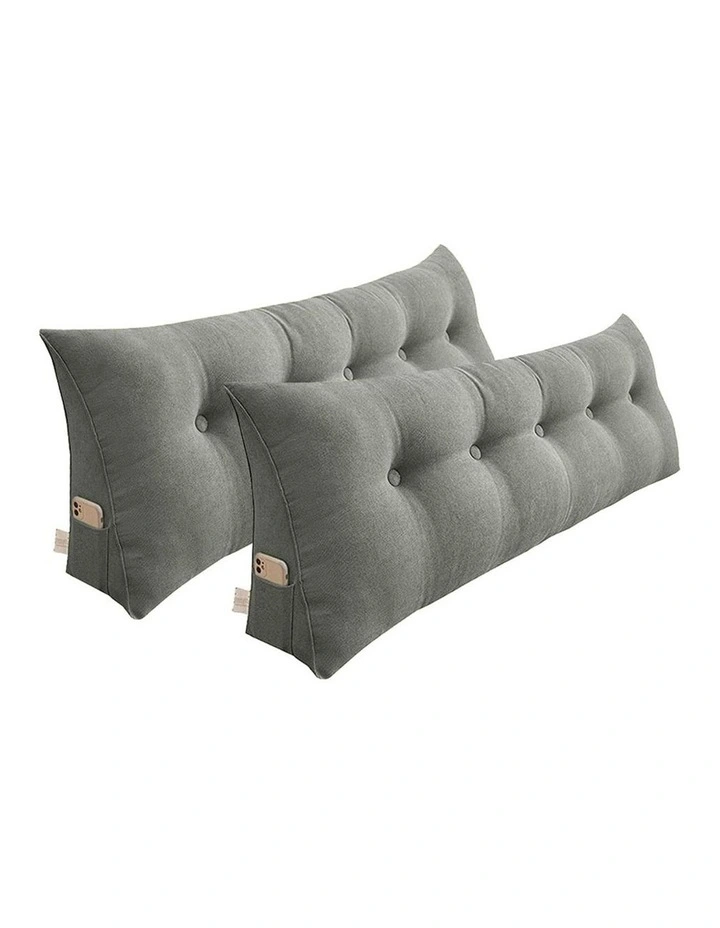 SOGA 2X 150cm Grey Triangular Wedge Headboard Backrest Pillow image 1
