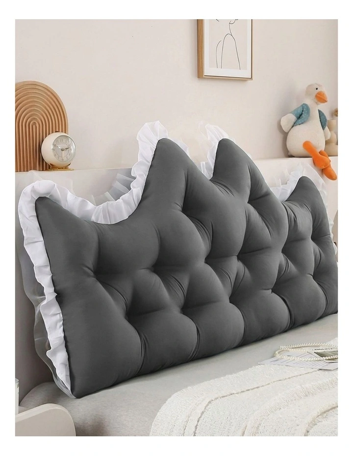 SOGA 2x120cm Crown Pillows Tufted Charcoal Headboard Cushion Set image 3