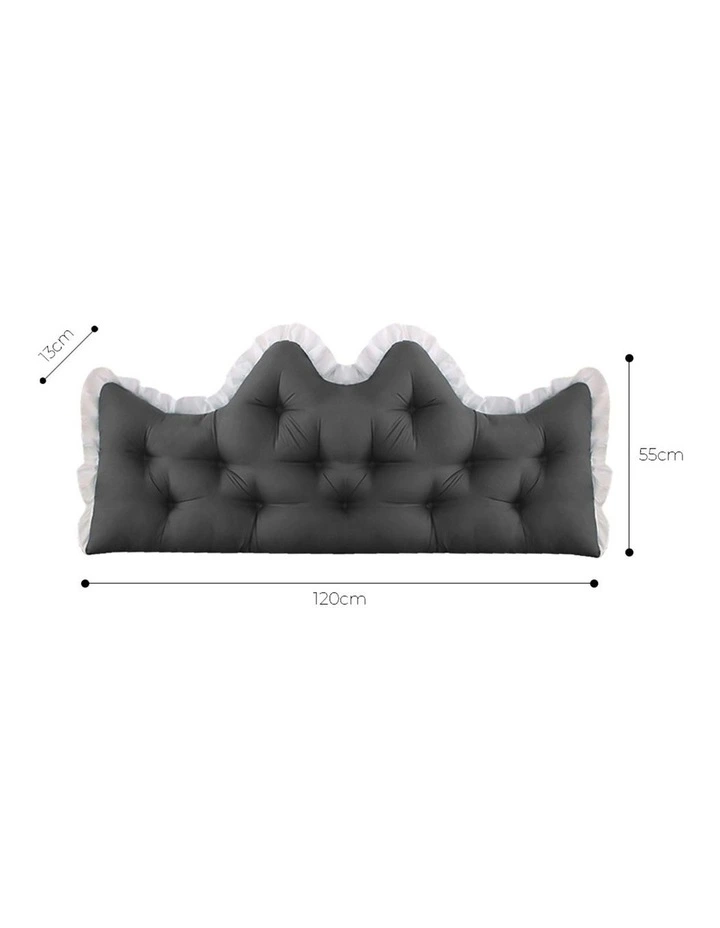 SOGA 2x120cm Crown Pillows Tufted Charcoal Headboard Cushion Set image 5