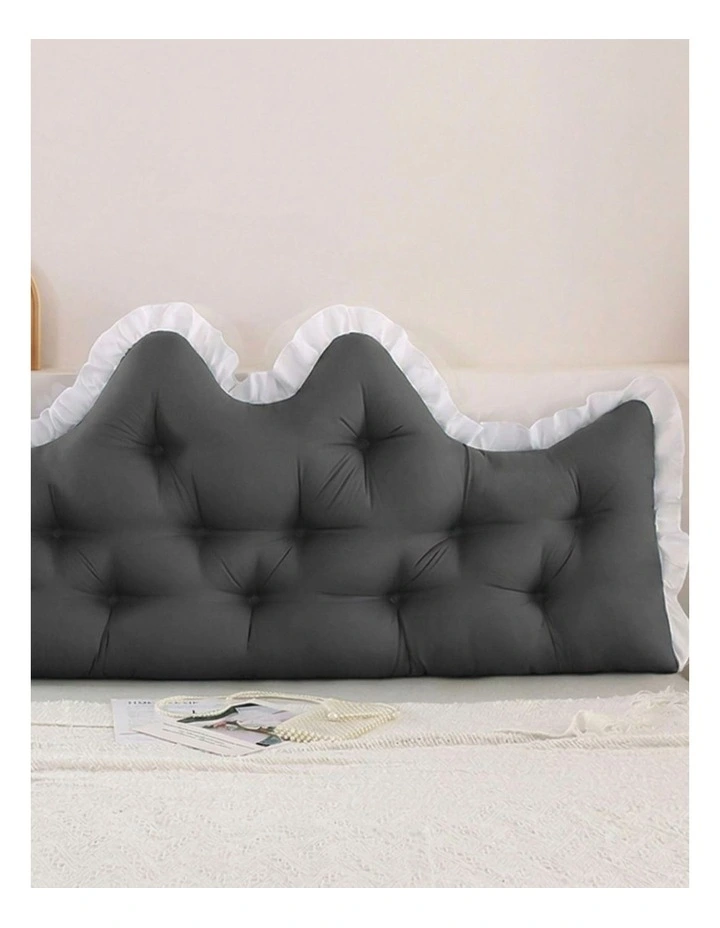SOGA 2x120cm Crown Pillows Tufted Charcoal Headboard Cushion Set image 7