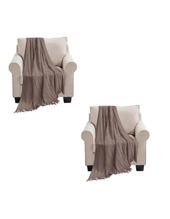SOGA 2 Pack Coffee Textured Knitted Throw Blanket 130x170cm