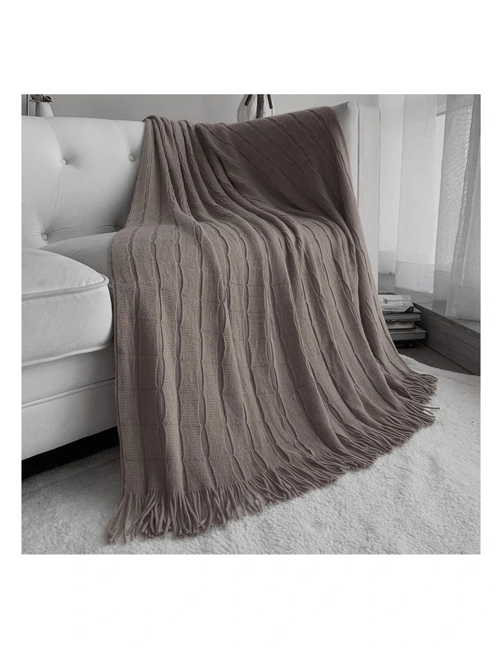 SOGA 2 Pack Coffee Textured Knitted Throw Blanket 130x170cm image 2