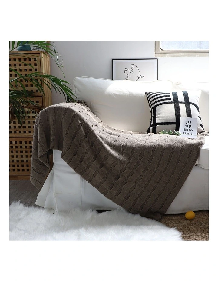 SOGA 2 Pack Coffee Textured Knitted Throw Blanket 130x170cm image 3
