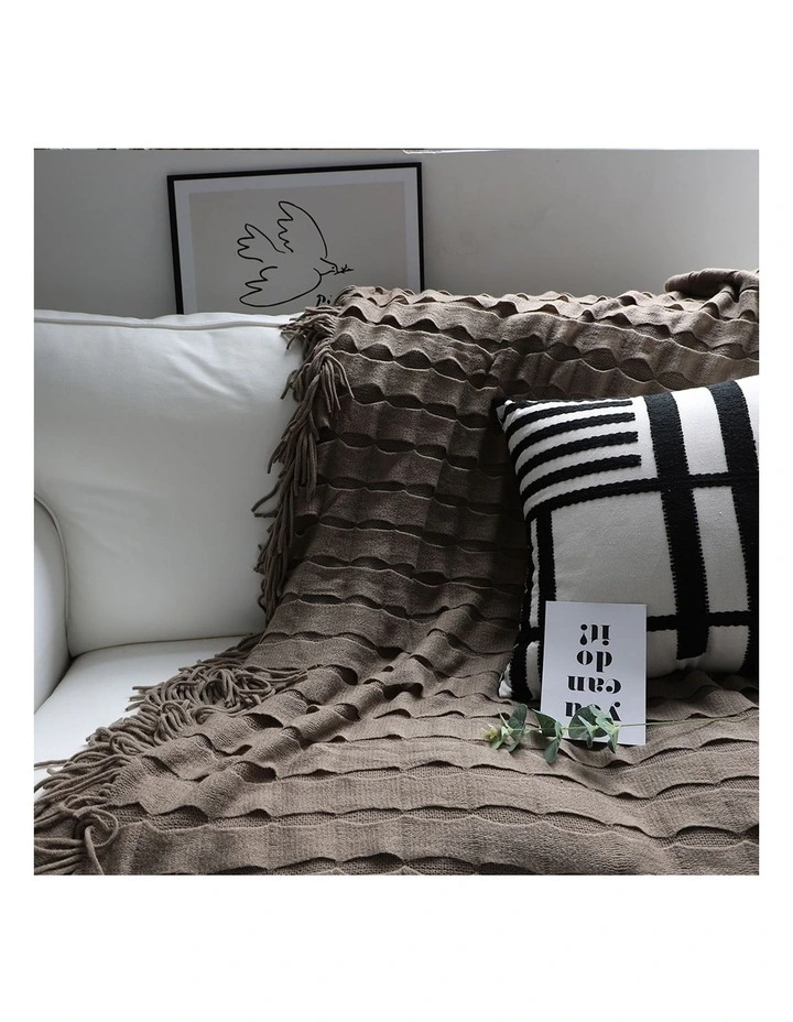 SOGA 2 Pack Coffee Textured Knitted Throw Blanket 130x170cm image 4