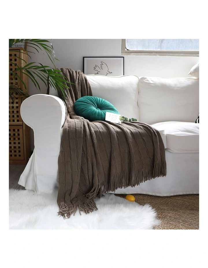 SOGA 2 Pack Coffee Textured Knitted Throw Blanket 130x170cm image 6