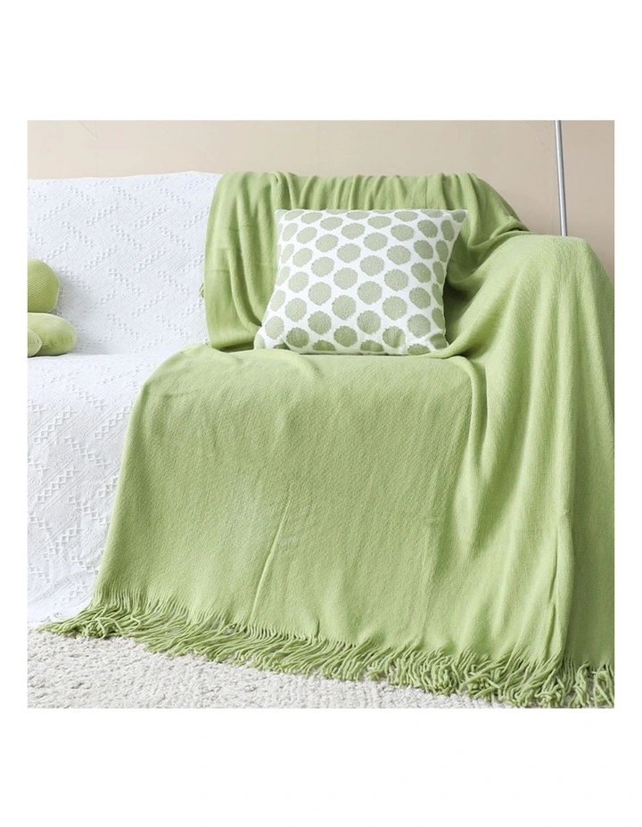 SOGA 2 Pack Green Acrylic Knitted Throw Blanket 130x220cm image 2