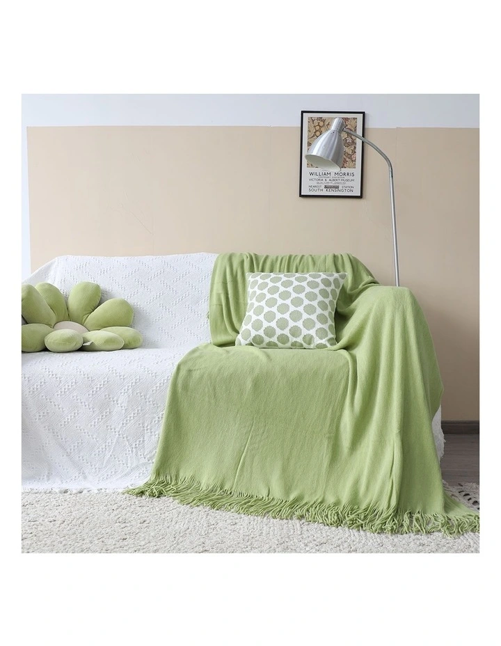 SOGA 2 Pack Green Acrylic Knitted Throw Blanket 130x220cm image 3