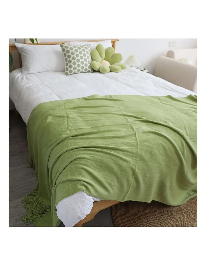 SOGA 2 Pack Green Acrylic Knitted Throw Blanket 130x220cm image 6