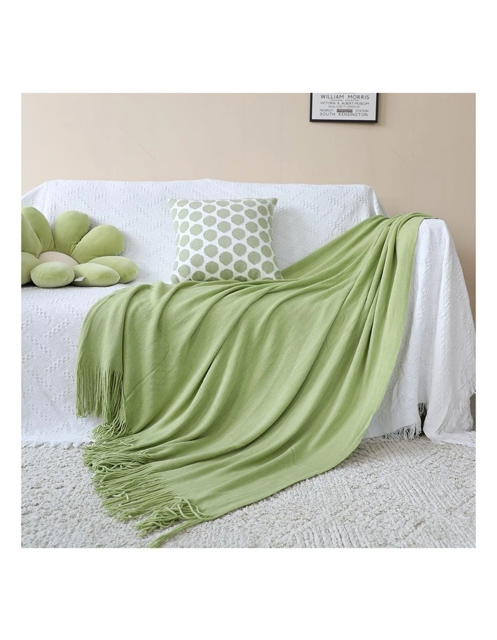 SOGA 2 Pack Green Acrylic Knitted Throw Blanket 130x220cm image 7