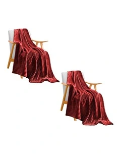 SOGA 2 Pack Burgundy Thin Flannel Throw Blanket 200x230cm