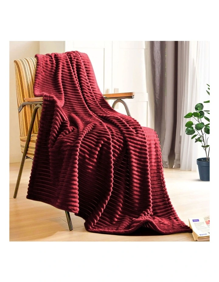 SOGA 2 Pack Burgundy Thin Flannel Throw Blanket 200x230cm image 4
