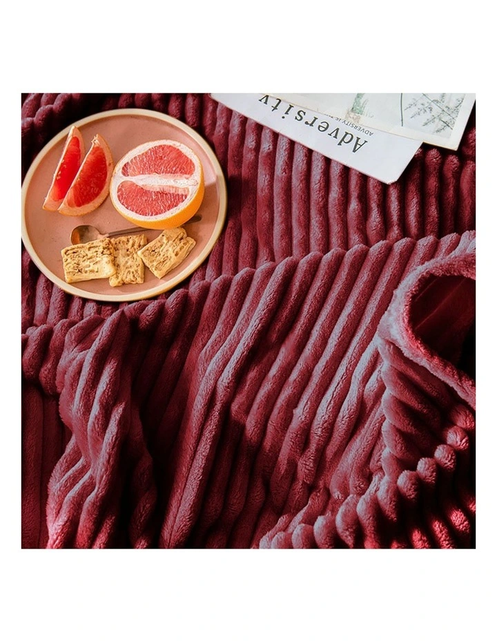 SOGA 2 Pack Burgundy Thin Flannel Throw Blanket 200x230cm image 6