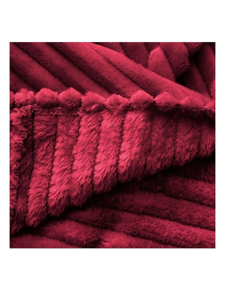 SOGA 2 Pack Burgundy Thin Flannel Throw Blanket 200x230cm image 7
